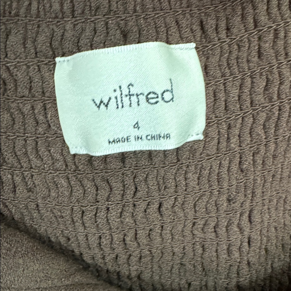 Aritzia Wilfred Novella Long Puff Sleeve Mini Dress Chocolate Mocha Brown size 4 - Picture 14 of 15